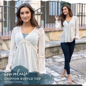 Grace and Lace Chiffon Ruffle Top